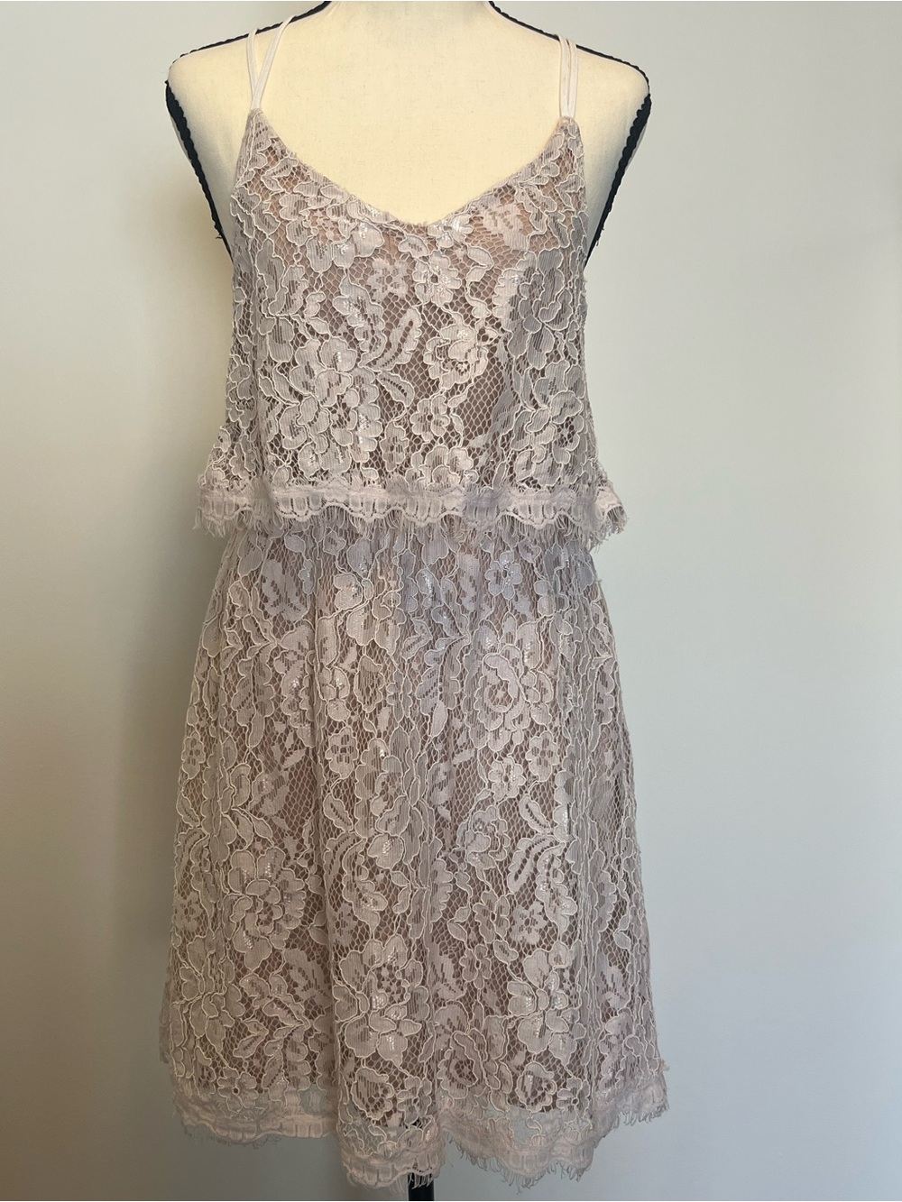 Sass‎ Nude Floral Lace Dress | Feminine | Romantic | Boho | Mini Dress
